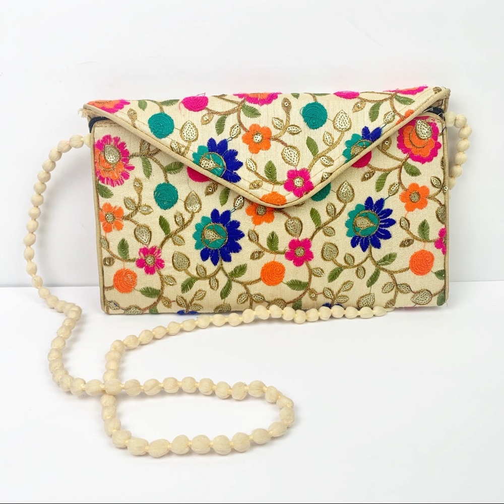 BOHO Embellished Embroidered Crossbody Clutch